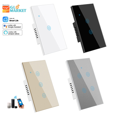 グロマーケット ニューデザイン 製品 ツヤ スマートWifi ウォールスイッチ Us 標準 ガラスタッチパネル ライト スイッチ サポート アプリ リモコン