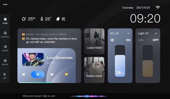 Tuya Wifiのスマートなコントロール パネル7インチ多機能BLE音楽壁のスマートなZigbeeの出入口