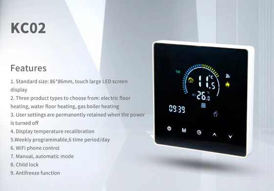 電気水床のガス ボイラーの暖房のためのTuya Wifiのプログラム可能でスマートなサーモスタット