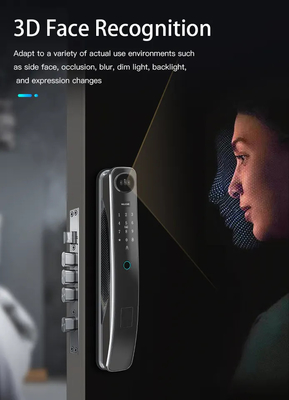 Tuya 3Dの顔認識のスマートなWifiのドア ロックのキャッツ・アイの広角のカメラのZigbeeのドア ロック