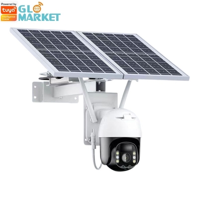 Wifi Tuyaの太陽電池パネルが付いているスマートな太陽カメラ20Wattの屋外の監視PTZのカメラ