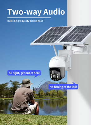 Wifi Tuyaの太陽電池パネルが付いているスマートな太陽カメラ20Wattの屋外の監視PTZのカメラ