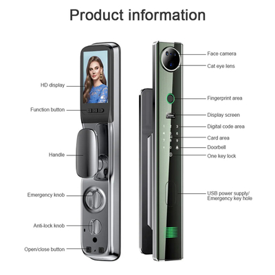 4200mah 大型リチウム電池 猫の目監視カメラ付き インテリジェントドアロック