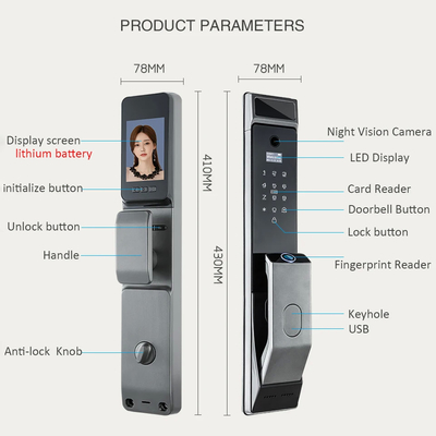 グロマークレット ツヤ ワイファイ 顔認識 スマート ドアロック カメラ付き