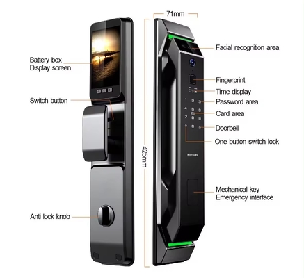 グロマーケット 3D 顔認識 指紋 ツヤ Wifi デジタル スマートロック