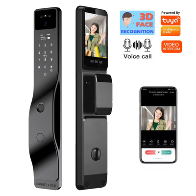 ホットセール 顔認識とアクティブインターフォン付き 黒のスマートドアロック
