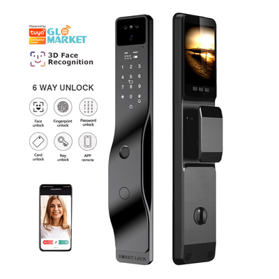 ホットセール 顔認識とアクティブインターフォン付き 黒のスマートドアロック