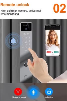ホットセール 顔認識とアクティブインターフォン付き 黒のスマートドアロック