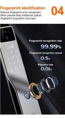 ホットセール 顔認識とアクティブインターフォン付き 黒のスマートドアロック