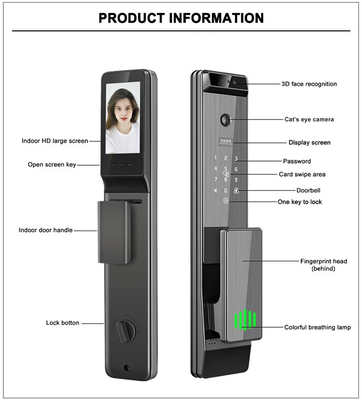 グロマーケット ツヤ デジタル スマートロック 完全自動 バイオメトリック システム セキュリティ 指紋 3D 顔認識 パスワード ドアロック