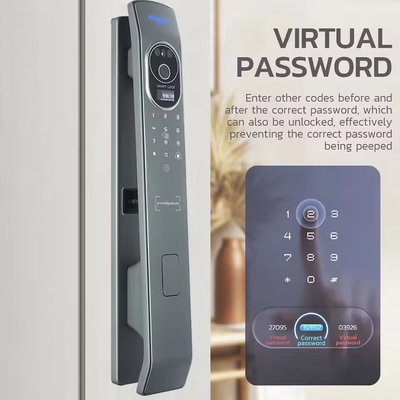グロマーケット ツヤ スマートドアロック 3D顔認識 自動スマートロック カメラ付き スマートバイオメトリック セキュリティ ドアロック