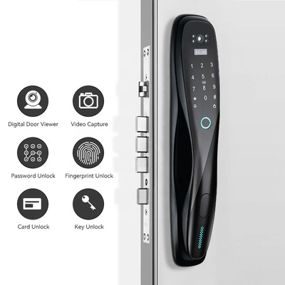 グロマーケート 3Dフェイス WIFI スマート 完全自動 スマートロック 指紋 APP カード 鍵 解錠 カメラ付き インテリジェント ドアロック