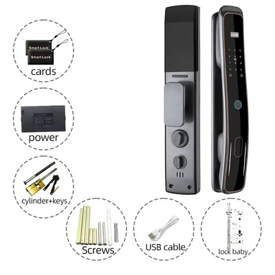 グロマークレット 完全自動 ツヤ Wifi スマートドアロック 携帯電話制御 指紋 デジタルパスワード スマートロック カメラ付き