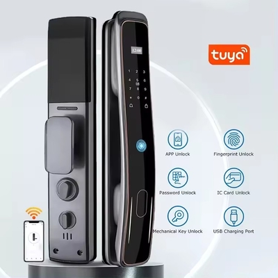 グロマークレット 完全自動 ツヤ Wifi スマートドアロック 携帯電話制御 指紋 デジタルパスワード スマートロック カメラ付き