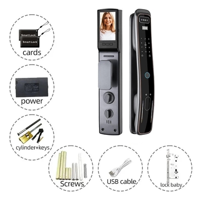 グロマークレット 完全自動 ツヤ Wifi スマートドアロック 携帯電話制御 指紋 デジタルパスワード スマートロック カメラ付き