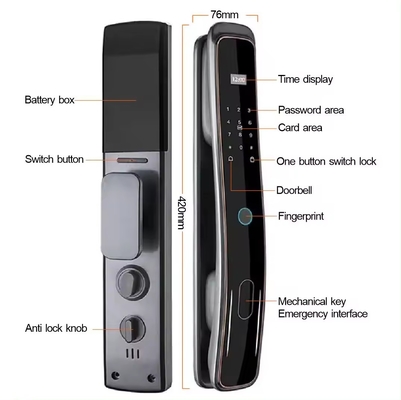 グロマークレット 完全自動 ツヤ Wifi スマートドアロック 携帯電話制御 指紋 デジタルパスワード スマートロック カメラ付き