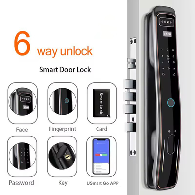 グロマークレット 完全自動 ツヤ Wifi スマートドアロック 携帯電話制御 指紋 デジタルパスワード スマートロック カメラ付き