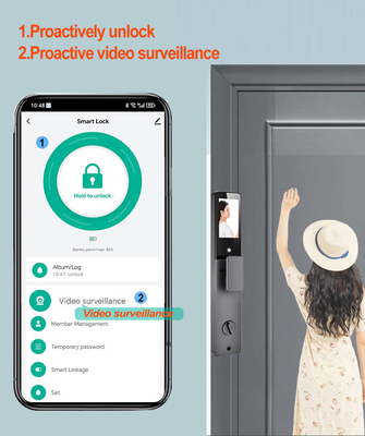グロマーケット 3D顔認識 スマートドアロック ツヤ リアルタイムビデオインターコン Wifi インテリジェント ドアロック パームプリント