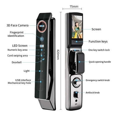 グロマーケット 工場価格 Wifi アプリ スマートドアロック 顔認識 バイオメトリック指紋 セルラドゥラ サポート インターコン機能