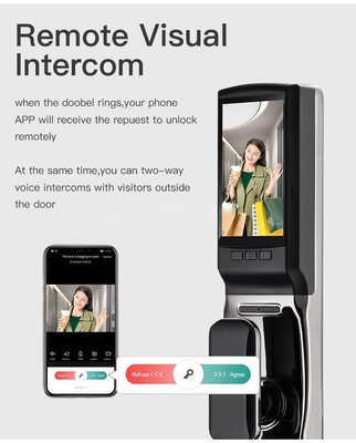 グロマーケット 工場価格 Wifi アプリ スマートドアロック 顔認識 バイオメトリック指紋 セルラドゥラ サポート インターコン機能