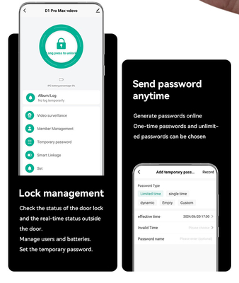 グロマーケット ツヤ Wifi スマートロック アルミ 木製 ドア 顔認識 パームプリント バイオメトリック 指紋 デジタル スマートロック