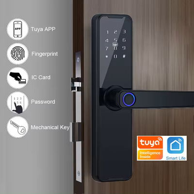 グロマーケット Wifi Tuya スマートドアロック アルミ指紋 パスワード カードキー 解錠 バイオメトリック デジタル スマートロック
