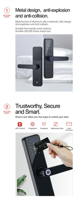 グロマーケット Wifi Tuya スマートドアロック アルミ指紋 パスワード カードキー 解錠 バイオメトリック デジタル スマートロック