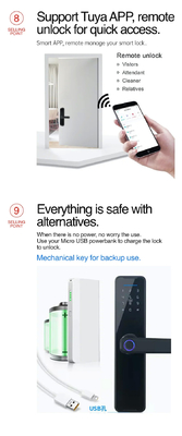 グロマーケット Wifi Tuya スマートドアロック アルミ指紋 パスワード カードキー 解錠 バイオメトリック デジタル スマートロック