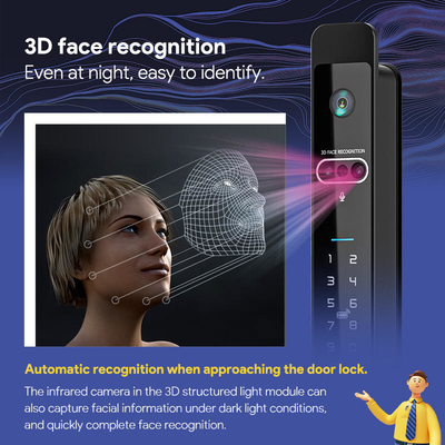 グロマーケット ツヤ 3d フェイス セルラドゥラ インテリジェント 自動 電動WiFi カメラ 指紋 デジタル スマート ドア ロック