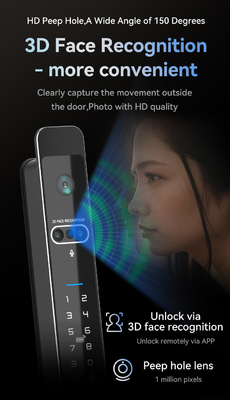 グロマーケット ツヤ 3d フェイス セルラドゥラ インテリジェント 自動 電動WiFi カメラ 指紋 デジタル スマート ドア ロック