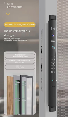グロマーケット 3D顔認識 ツヤ Wifi アルミ スライドドアロック 防水指紋 スマートデジタルロック ガラスドアロック