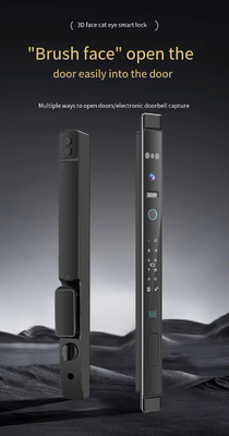 グロマーケット 3D顔認識 ツヤ Wifi アルミ スライドドアロック 防水指紋 スマートデジタルロック ガラスドアロック