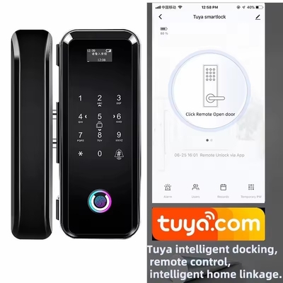 グロマークレット スマート ツヤ Wifi ガラスドアロック 指紋 デジタルキーボード パスワードロック インテリジェント リンク リモート 解錠