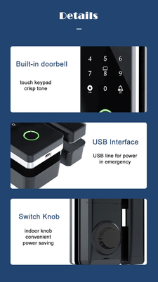 グロマーケット ツヤ スマート ガラス ドア ロック バイオメトリック 指紋 BLE スマート 電子 ロック オフィス用 ガラス ドア