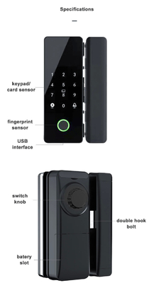 グロマーケット ツヤ スマート ガラス ドア ロック バイオメトリック 指紋 BLE スマート 電子 ロック オフィス用 ガラス ドア