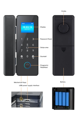 グロマークレット スマートガラスドアロック Wifi リモコン ツヤアプリ オフィスロック カード デジタルバイオメトリック指紋 ドアロック