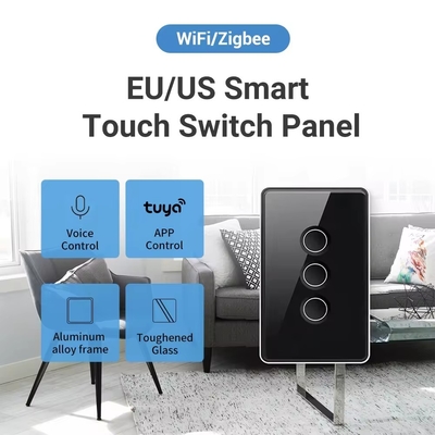 グロマーケット ツイア ジグビー/wifi EU テンパレードガラス 凸ボタン タッチライトスイッチ 1/2/3/4 ギャング Wifi ウォールスイッチ Google アレクサと連携