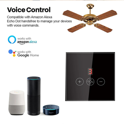 グロマークレット ツヤ スマート Wifi 天井扇風機 スイッチ EU 標準 ガラスタッチ 壁アプリ リモコン 電気扇風機 スピード スイッチ