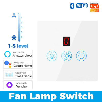 Glomarket Tuya Wifi扇風機ライトスイッチ タッチ 3 イン 1 スイッチ 5 スピード調整 天井扇風機 スイッチ アレクサ Google ホーム