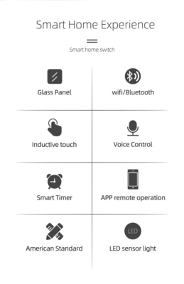 グロマーケット スマートホーム リモート 声制御 タッチパネル ウォーターヒーター スイッチ ツヤ 無線WiFi ボイラー スイッチ