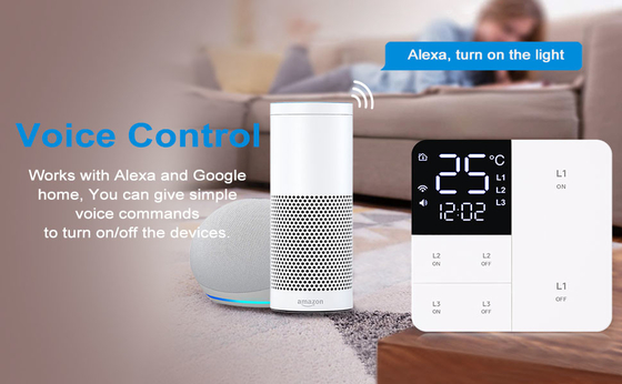 グロマーケット ツヤ Wifi スマート ウォールライト スイッチ 1/2/3 ギャング サポート 音声/アプリ/タッチ コントロール 温度ディスプレイ