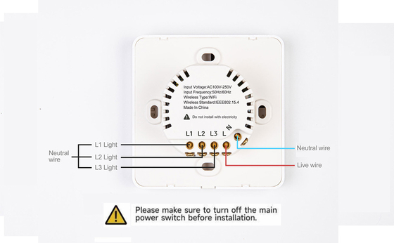 グロマーケット ツヤ Wifi スマート ウォールライト スイッチ 1/2/3 ギャング サポート 音声/アプリ/タッチ コントロール 温度ディスプレイ