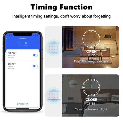 グロマーケット スマートホーム 8 ギャング ウォールスイッチ US 標準 チューヤ 音声 APP リモコン ワイヤレス ウォールタッチ ライト スイッチ