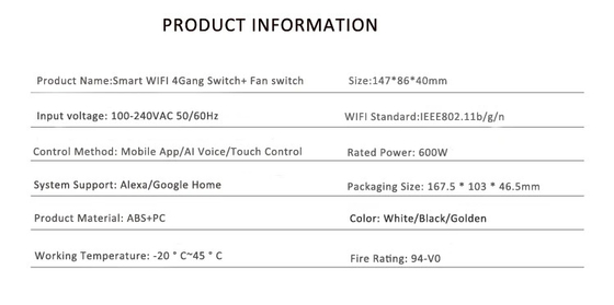 グロマーケット ツヤ スマート ウォール タッチ スイッチ ガラス パネル 電灯と扇風機 スイッチ スマートライフ アレクサ 音声制御