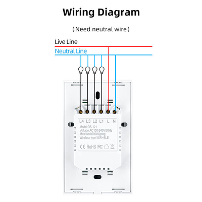 グロマーケット ニューデザイン 製品 ツヤ スマートWifi ウォールスイッチ Us 標準 ガラスタッチパネル ライト スイッチ サポート アプリ リモコン