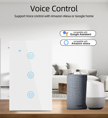グロマーケット ニューデザイン 製品 ツヤ スマートWifi ウォールスイッチ Us 標準 ガラスタッチパネル ライト スイッチ サポート アプリ リモコン