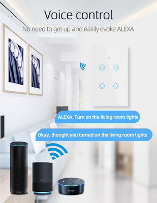 グロマーケット ニューデザイン 製品 ツヤ スマートWifi ウォールスイッチ Us 標準 ガラスタッチパネル ライト スイッチ サポート アプリ リモコン