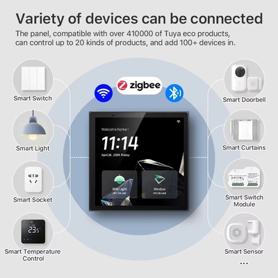 グロマーケット スマートホーム コントロール パネル タッチスクリーン 4インチ 多機能Wi-Fiホームバックグラウンド音楽システム ツヤ ジグビーゲートウェイ